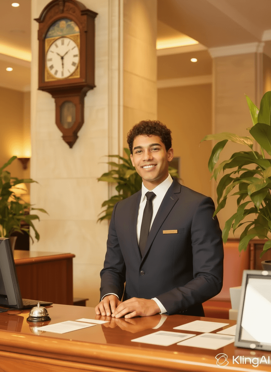 Hotel professional working with automation